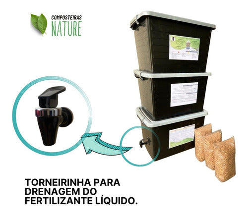 Combo 3 Composteiras Domesticas Minhocário 90l Kit Econômico 3