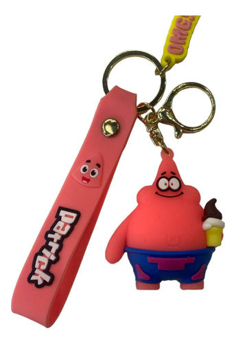 3D Silicone Patrick SpongeBob Keychain 0