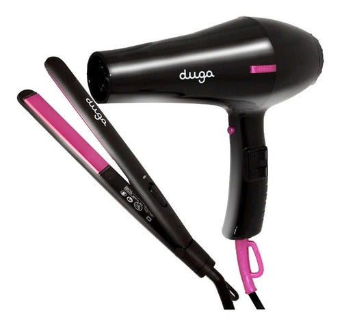 Duga Kit Secador Pelo 2000w + Planchita 200 Peluqueria Negro 0