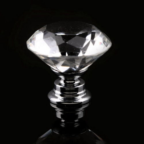 10pcs Crystal Diamond Shaped Drawer Cabinet Handle Pull 1