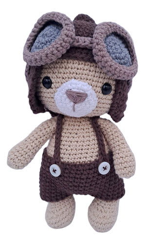 Crocheted Amigurumi Aviator Bear 0
