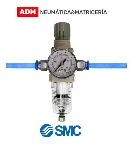 SMC 1/2 Air Filter Regulator + Bracket and Manometer 1
