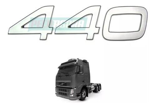 Emblema Plastico Prata Para Volvo Fh Fm 440 2004 Ate 2009 0