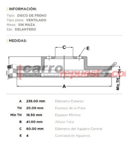 Plasbestos Juego Discos De Freno Suzuki Fun - Chevrolet Celta 1