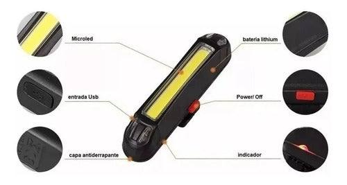 Luz Led Delantera Trasera Recargable Usb Bicicleta Vds-261 1