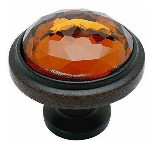 Cosmas 10 Pack - 5317ORB-A Oil Rubbed Bronze Cabinet Hardware Round Knob With Amber Glass - 1-1/4 Diameter 0