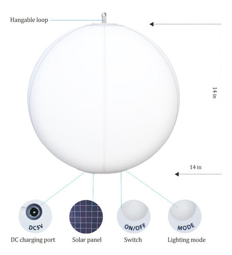 Inflatable Solar LED Globe with RGB and White Control 38lm Ip68 2