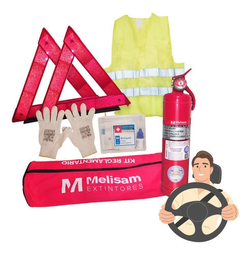 Melisam Kit De Seguridad Auto Premium Matafuego Chaleco Vtv 6 En 1 0