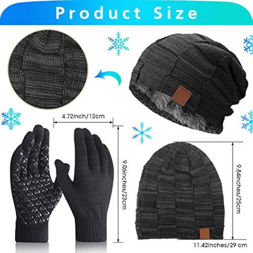 4 Pack Winter Hats for Men Beanie and Gloves 1
