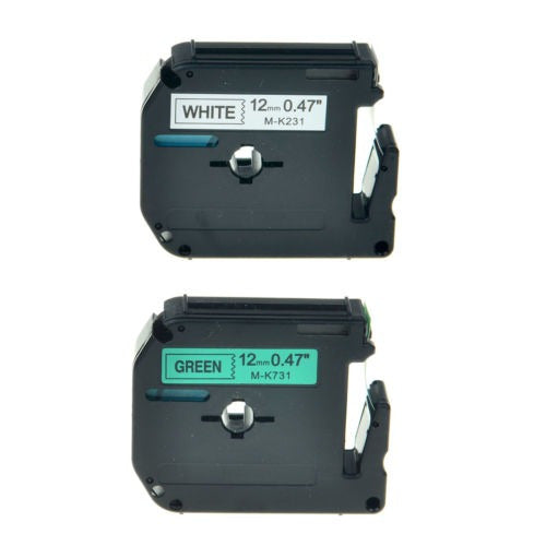 2pk Mk231 Mk731 Negro Sobre Blanco Etiqueta Verde Cinta Para 0