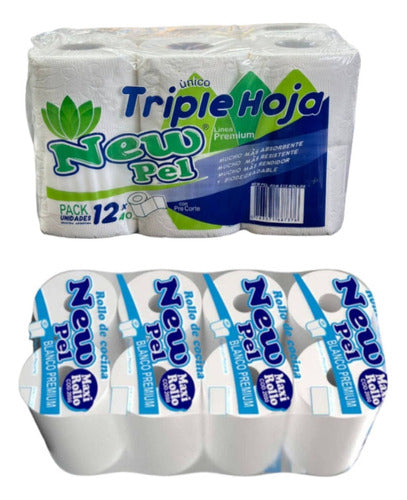 New Pel Toilet Paper Triple Ply + Kitchen Roll 200 Sheets Each Pack of 8 0