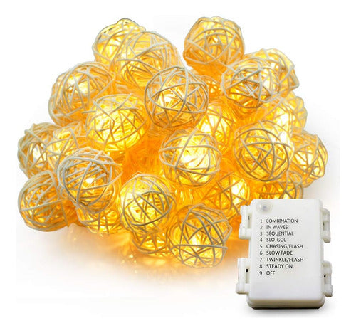 Globe Rattan Bola Cuerda Luces, Goodia 13.8feet 40 Led 0