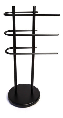 Freestanding 3-Arm Black Towel Stand for Bathroom Towels Stainless Steel 1
