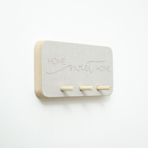 Wooden Key Holder - #03 Home Sweet Home Rec - 20 x 10 cm 10
