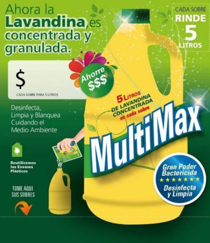 Lavandina En Sobres Multimax Caja X160 Unidades Rinde 5 Litr 0