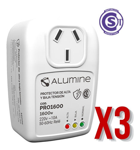 Protector De Alta Y Baja Tensión 1600w Alumine X3 Unidades 1