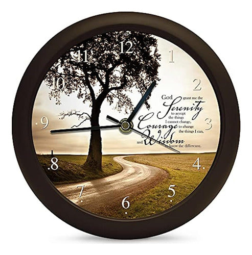 Mark Feldstein & Associates Serenity Prayer Inspirational Sleek Black 8 Inch Three Hymn Sound Clock 0