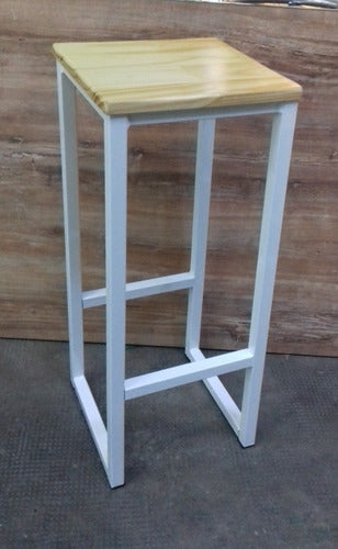 Iron and Wood High Stool - Factory Set of 2 3