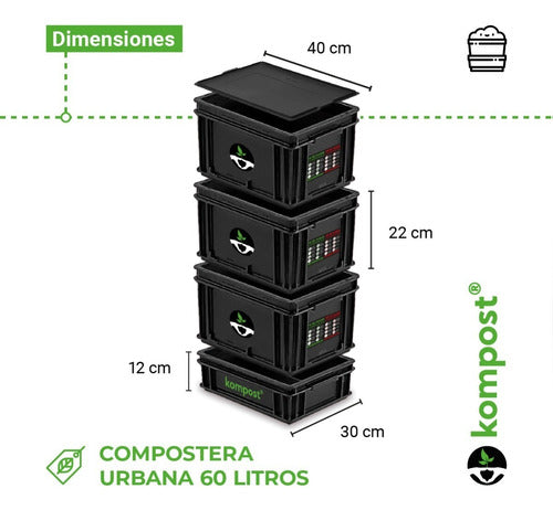 Kompost® Urban Compost Bin with Worms 60 L 5