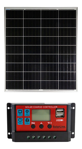 Panel Solar Monocristalino 100wp Con Regulador 10a Con 2xusb 0