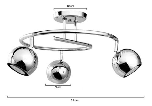 Gioluce Araña Plafon 3 Luces Rulo Bocha Movil Cromado Apto Led Cuota 2