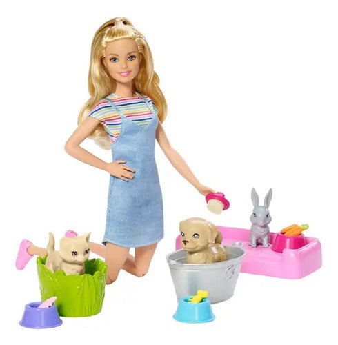 Barbie Pet Care Care and Bathe Animal Friends New 2