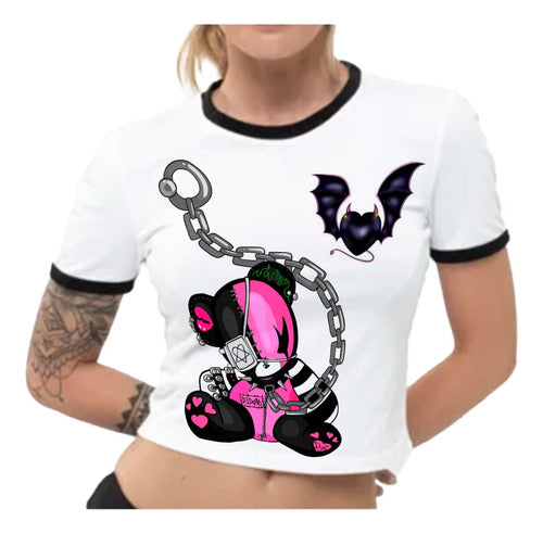 Animefan_ar Crop Top Bear Broken Heart Women 0