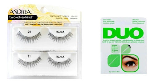 Andrea Kit 2 Pairs of Strip Lashes + Duo Glue 0