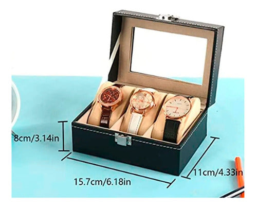 Gikei Leather Watch Box Case 3 Positions Lock 1