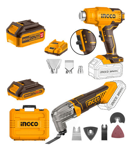 Ingco Kit 20V P20S Heat Gun + Multifunction Tool with Battery 0