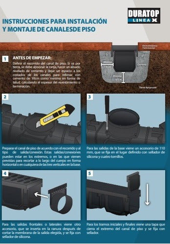 Vertical Connector 110 for Floor Duct 100 cm Duratop 6