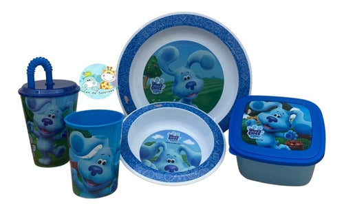 Cresko Combo Bazar Infantil Plato Bowl Vaso Sandwichera Pista Blue 0