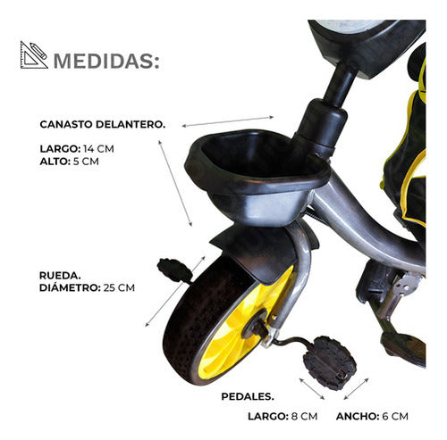 Triciclo Babymovil Tzt60 Con Luz Amarillo 3