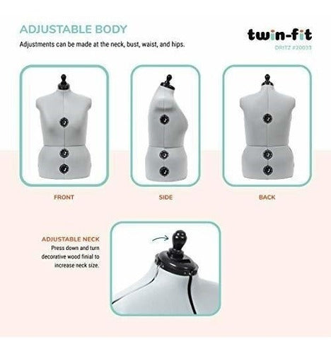 Dritz Twin-fit Adjustable Tri-pod Stand, Large Dress Form, Silver Gray 4