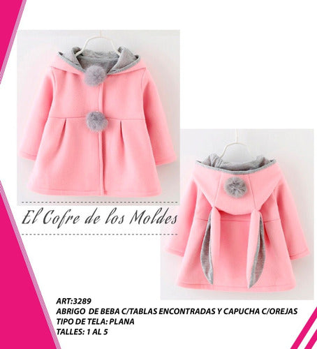 El Cofre de los Moldes Digital Baby Coat Pattern with Pleats and Hood, Sizes 1 to 5 0