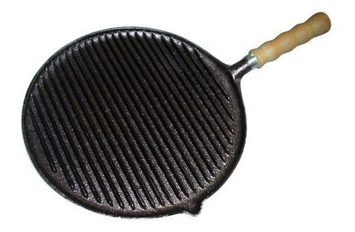 Plancha De Hierro Fundido Para Bifes Grande Rayada Barbero 0