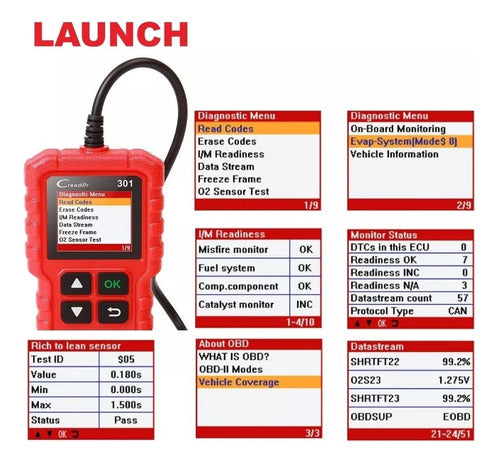 Escaner Obd2 Launch Creader 3001 + Cursos Oficial De Saber E 5