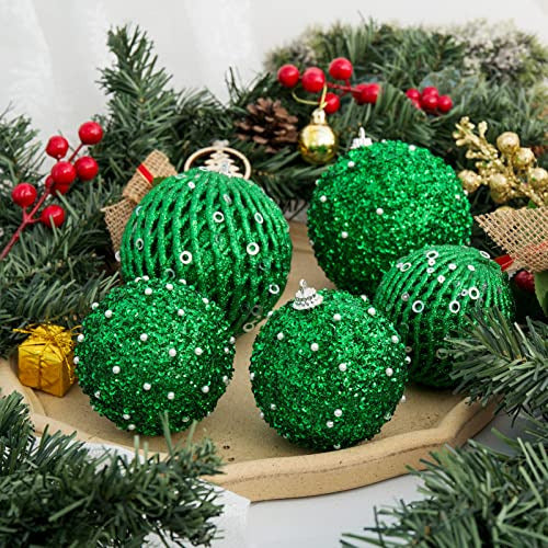 8cm x 12 Green Christmas Tree Ornaments Balls 3