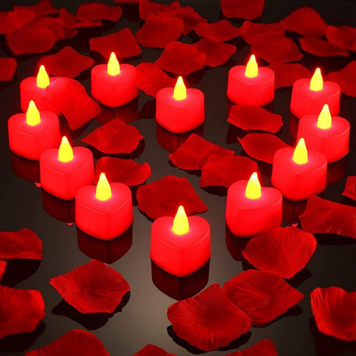 Galario Productos Red Heart LED Electronic Candles Pack of 24 1