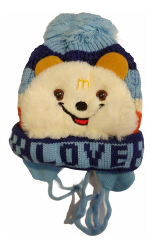 Tande Gorro Lana Infantil Invierno Oso Con Pompón Corderito Orejas 6