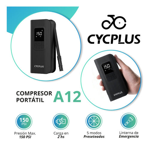 Portable Cycplus Compressor - 150PSI - 2000mAh - USB-C 5