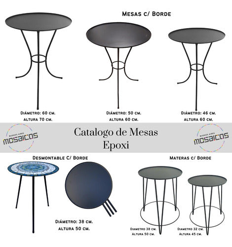 Iron Detachable Table 38cm X 50cm. Mosaic Art. Epoxy Finish 2