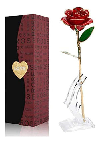 Enjoypro Gold Rose, 24k Golden Plated Red Rose, Real Everlas 0