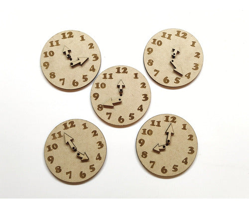 Fibrofacil MDF 5 Clocks 8cm Diameter with Hands 1