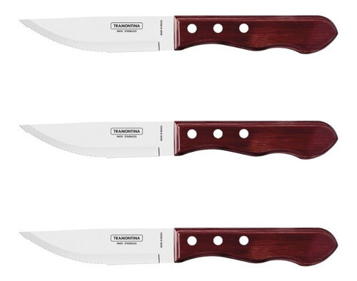 Tramontina Cuchillo Polywood Jumbo Asado Churrasco Acero X3 0