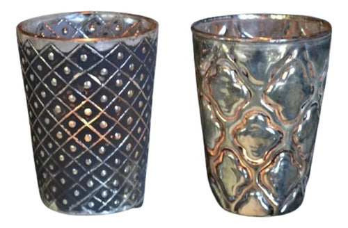 Set of 2 Mercury Glass Candle Holders 0