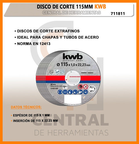 KWB Metal Cutting Disc 115 X 1mm Pack of 25 1