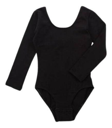 M&M Long Sleeve Black Ballet Leotard for Girls 0