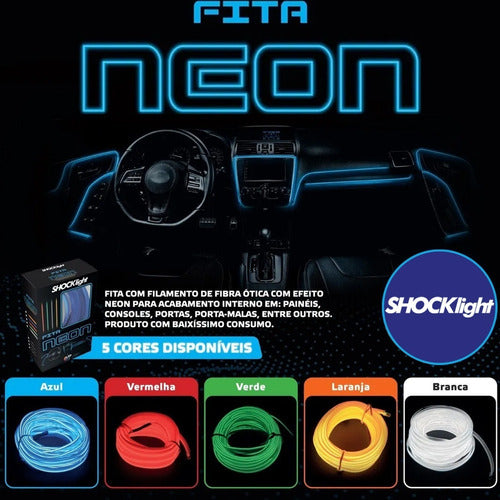 Fita Led Azul Para Painel Inteiro De Carro Neon 1 Metro 2