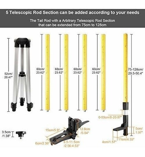 Poste Telescopico Huepar De 12 Pies / 3.7 M Con Montaje Lase 2